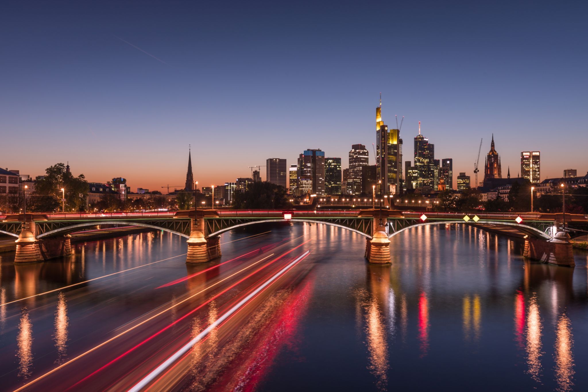View from the Flößerbrücke, Frankfurt am Main, Germany