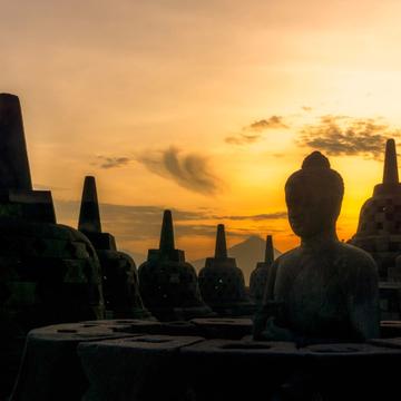Sunrise Silhouette At Borobudur, Indonesia
