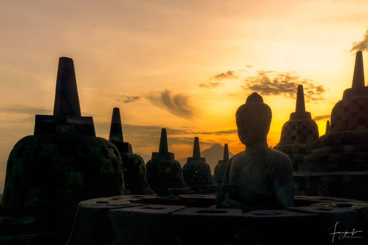 Sunrise Silhouette At Borobudur, Indonesia