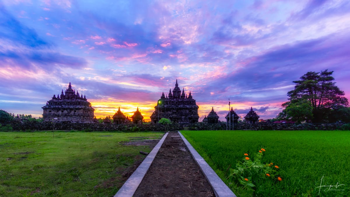 Sunset in Plaosan Temple, Indonesia