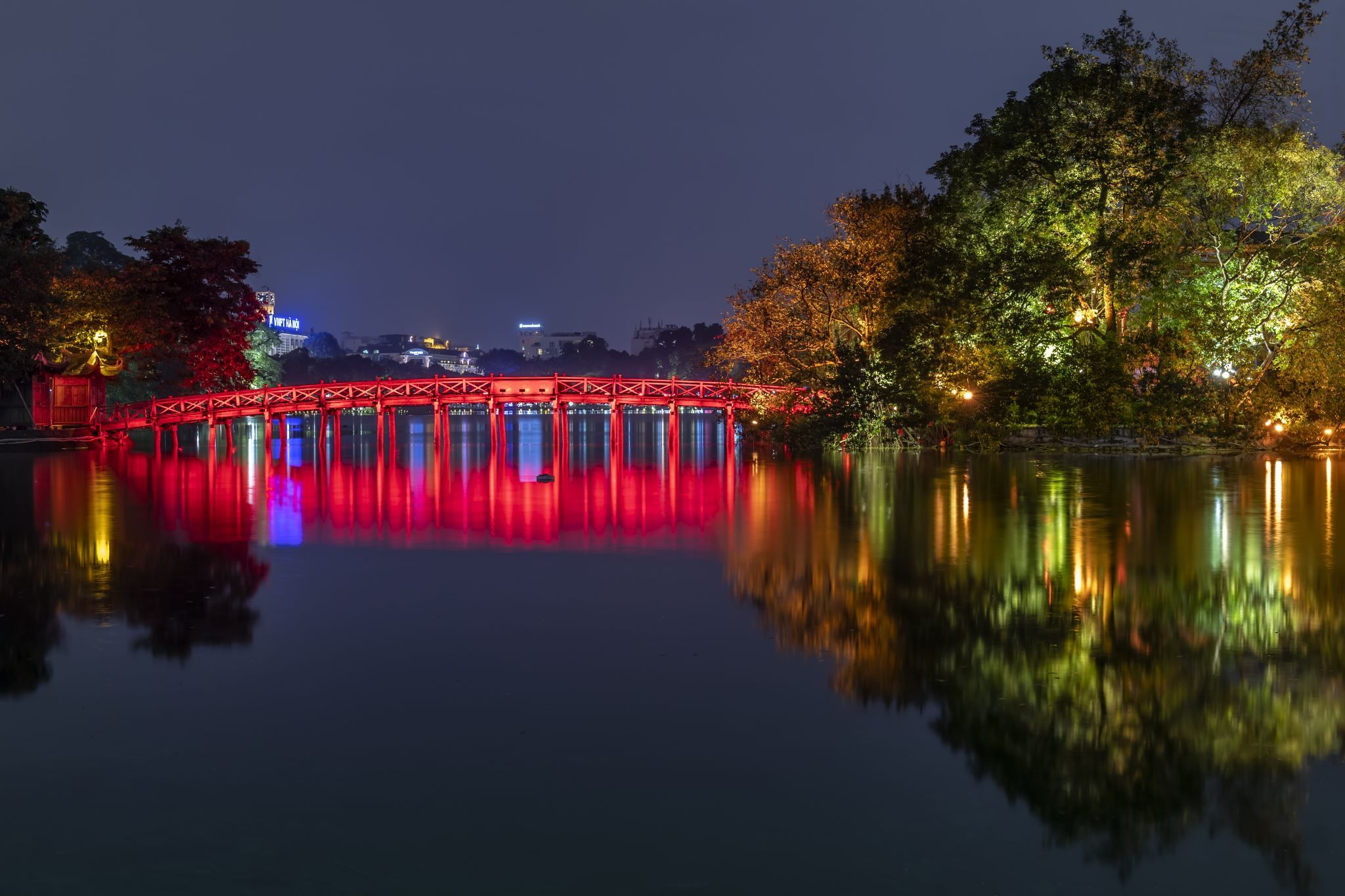 Turtle Tower at night, Vietnam