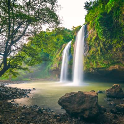 Twin Waterfall Sodong at Geopark Ciletuh, Indonesia