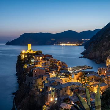 Vernazza from the hiking trail above the town, Italy
