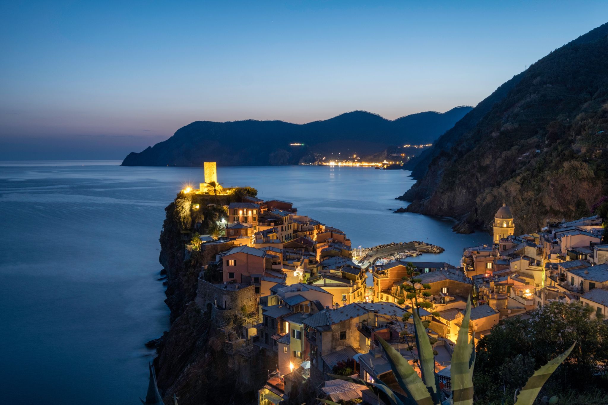 Vernazza from the hiking trail above the town, Italy
