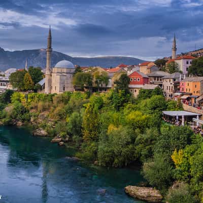 View of Mostar from the Old Bridge, Bosnia and Herzegovina