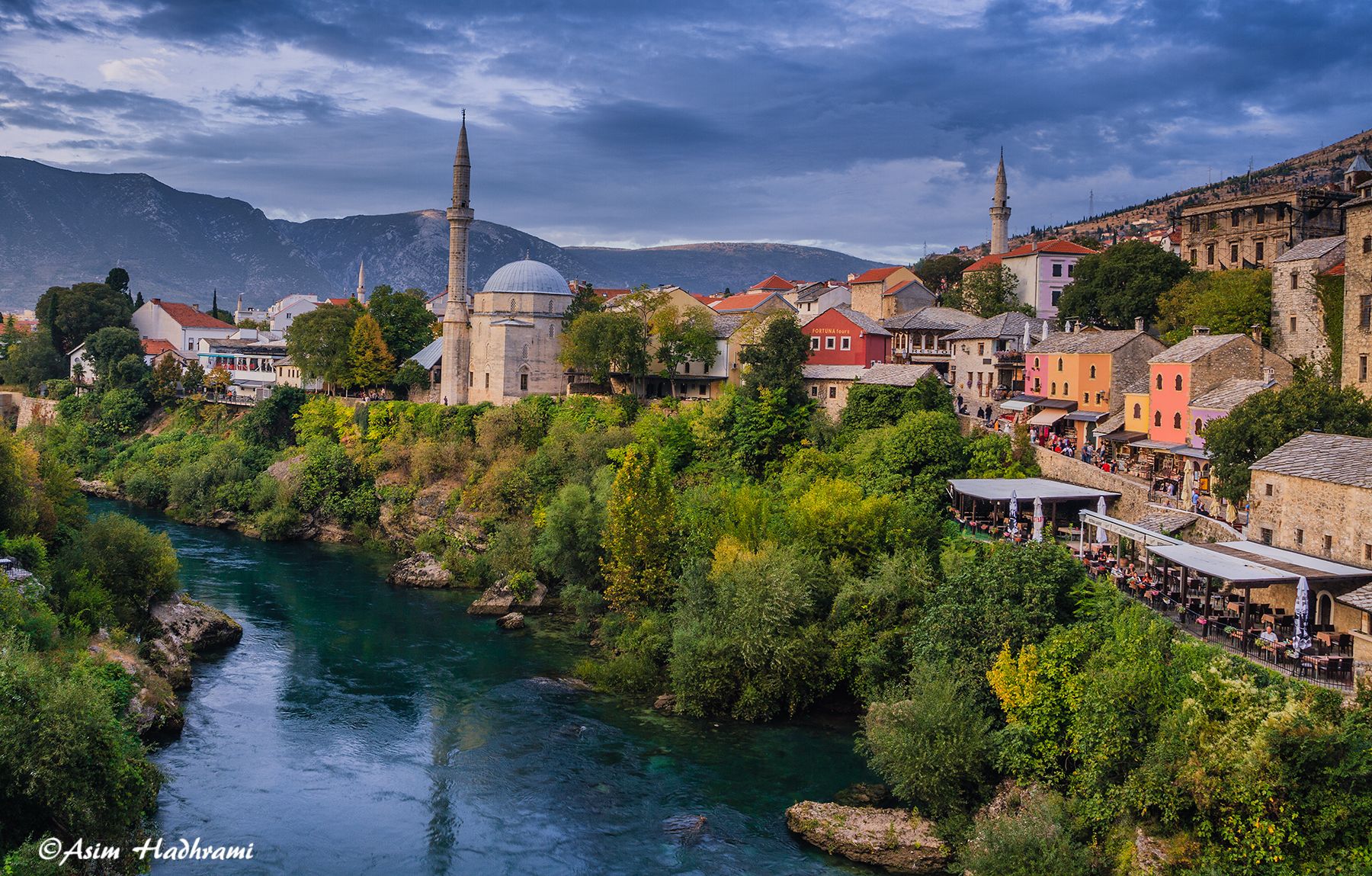 View of Mostar from the Old Bridge, Bosnia and Herzegovina