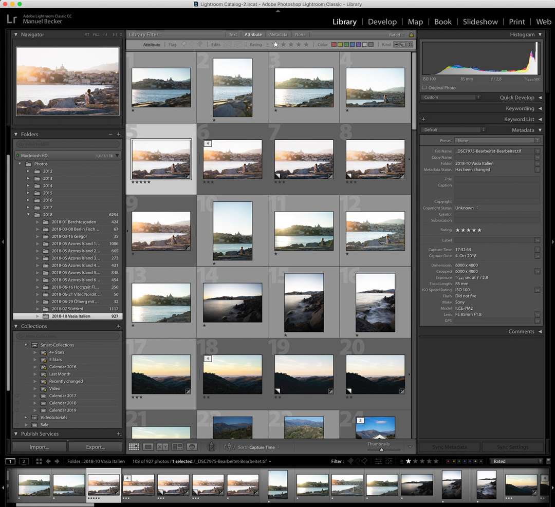 The Lightroom library view.