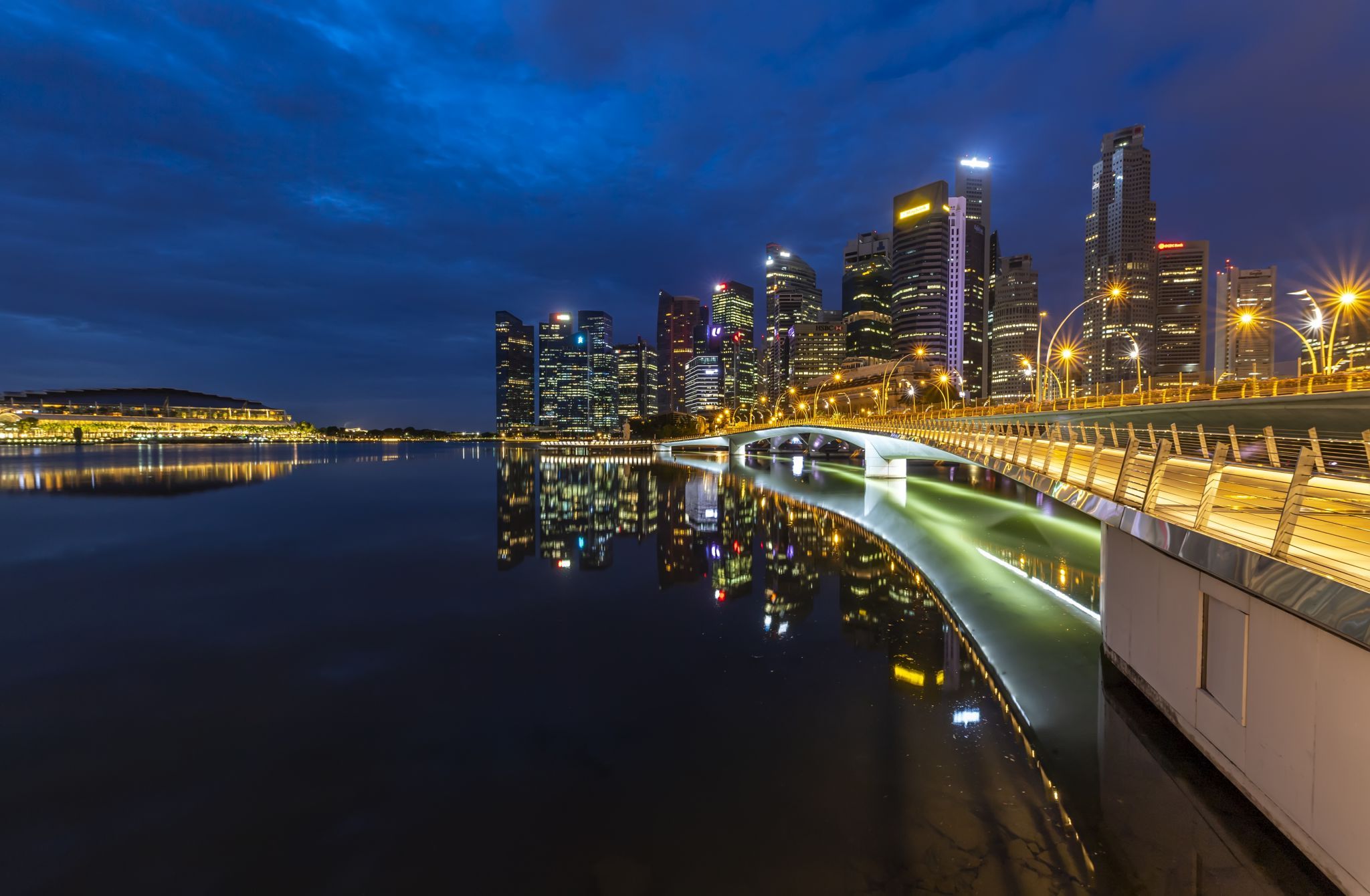 View of Financial District with Jubilee Bridge, Singapore