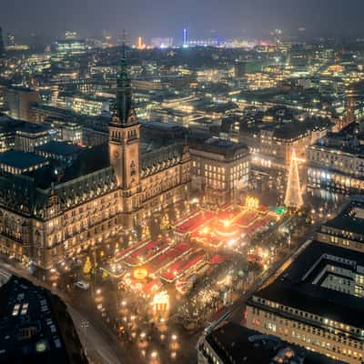 Rathaus view from St. Petri Church, Hamburg, Germany