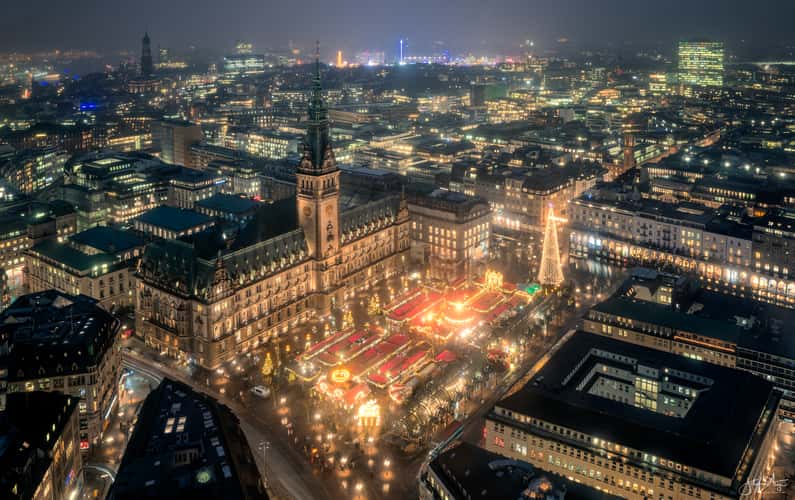 Rathaus view from St. Petri Church, Hamburg