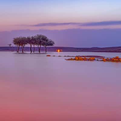 Lake in the desert outside Riyadh, Saudi Arabia