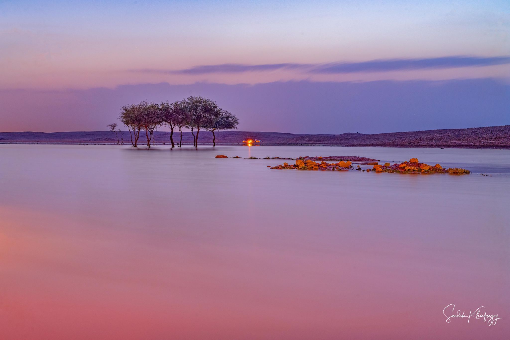 Lake in the desert outside Riyadh, Saudi Arabia