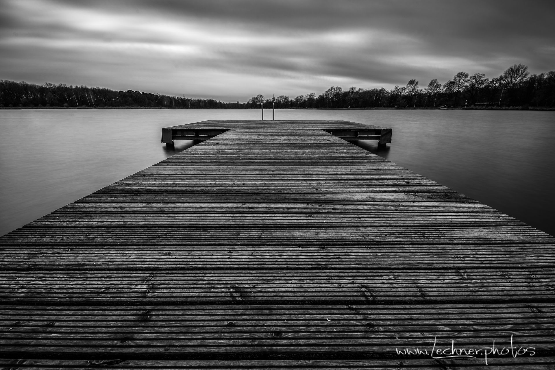 Landing stage at Ingolstadt quarry lake, Germany