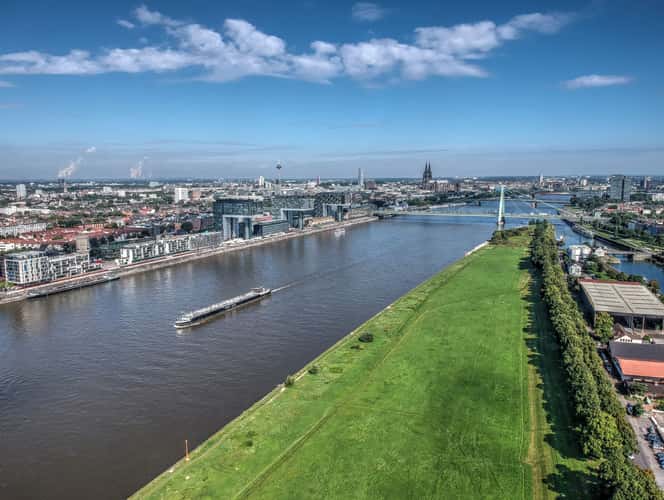 Aerial view of Rheinauhafen, Cologne