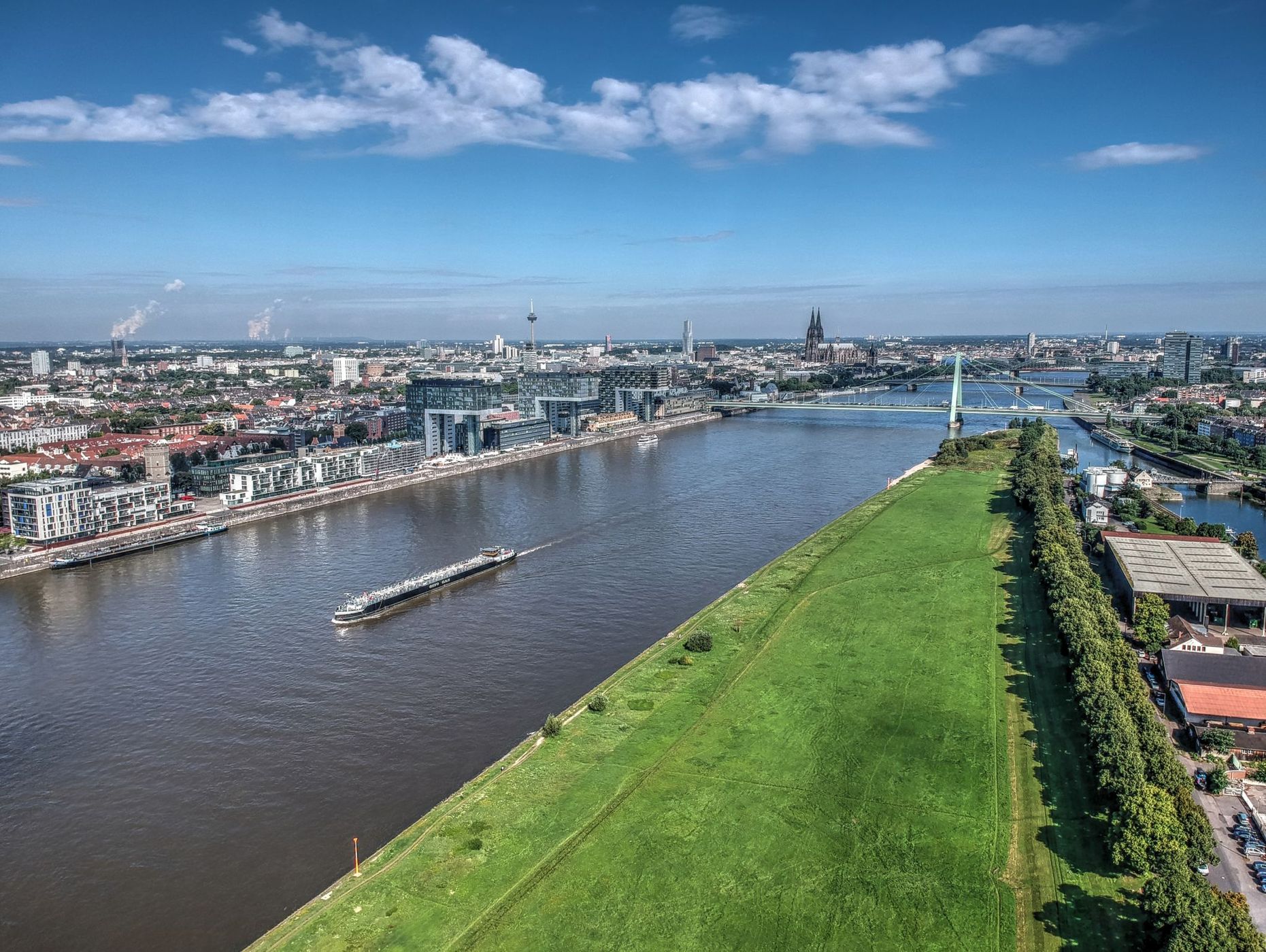 Aerial view of Rheinauhafen, Cologne, Germany