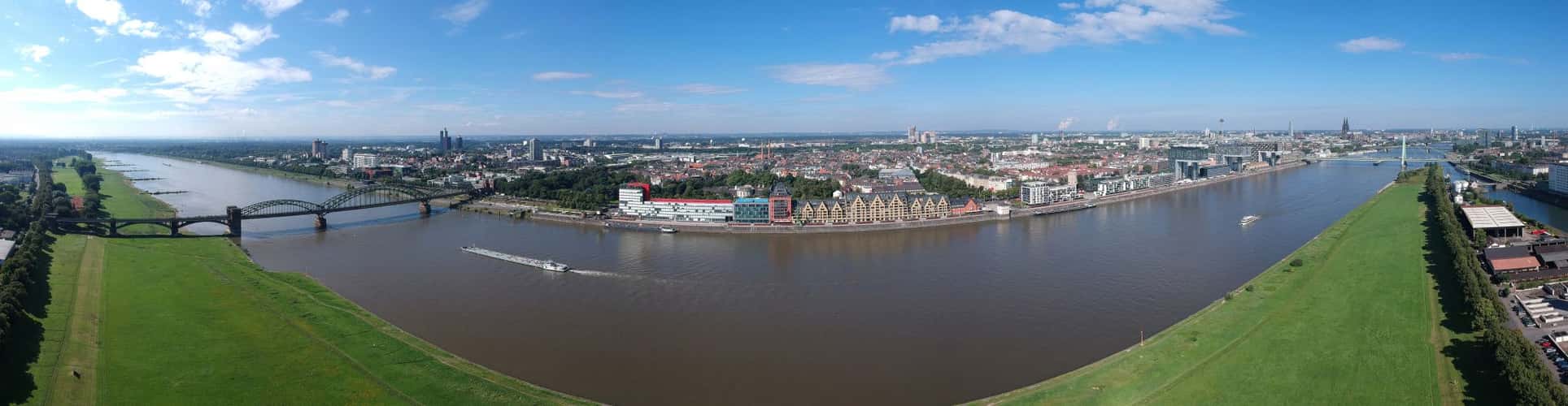Aerial view of Rheinauhafen, Cologne