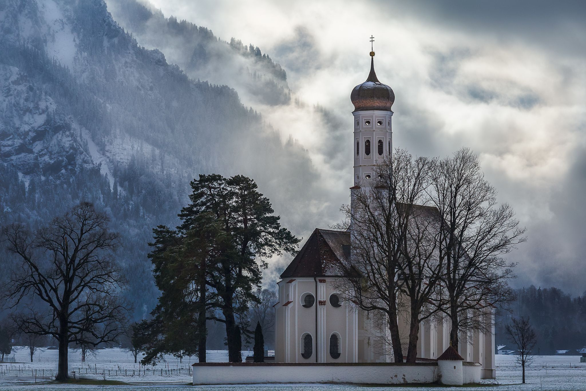 St. Coloman Church with Neuschwanstein, Bavaria, Germany