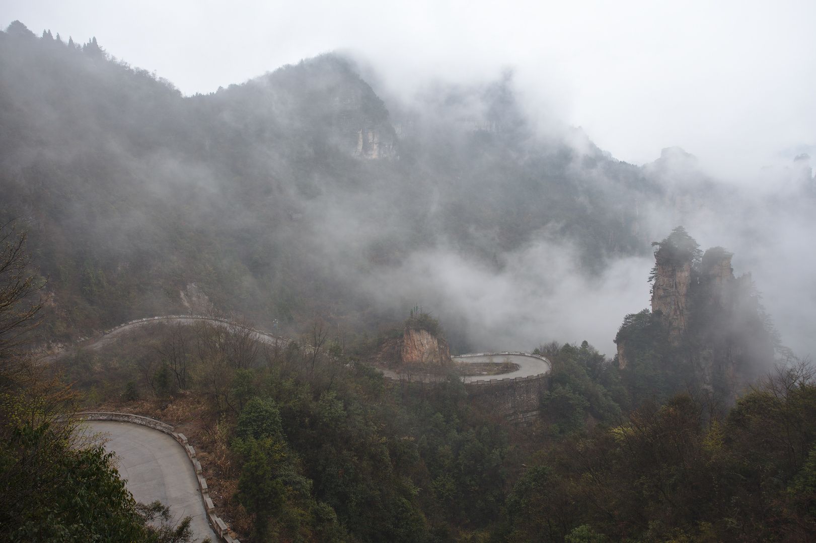 Twisting road in Zhangjiajie National Forest Park, China