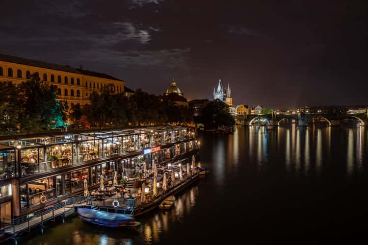 View of Charles bridge and Marina Restaurant