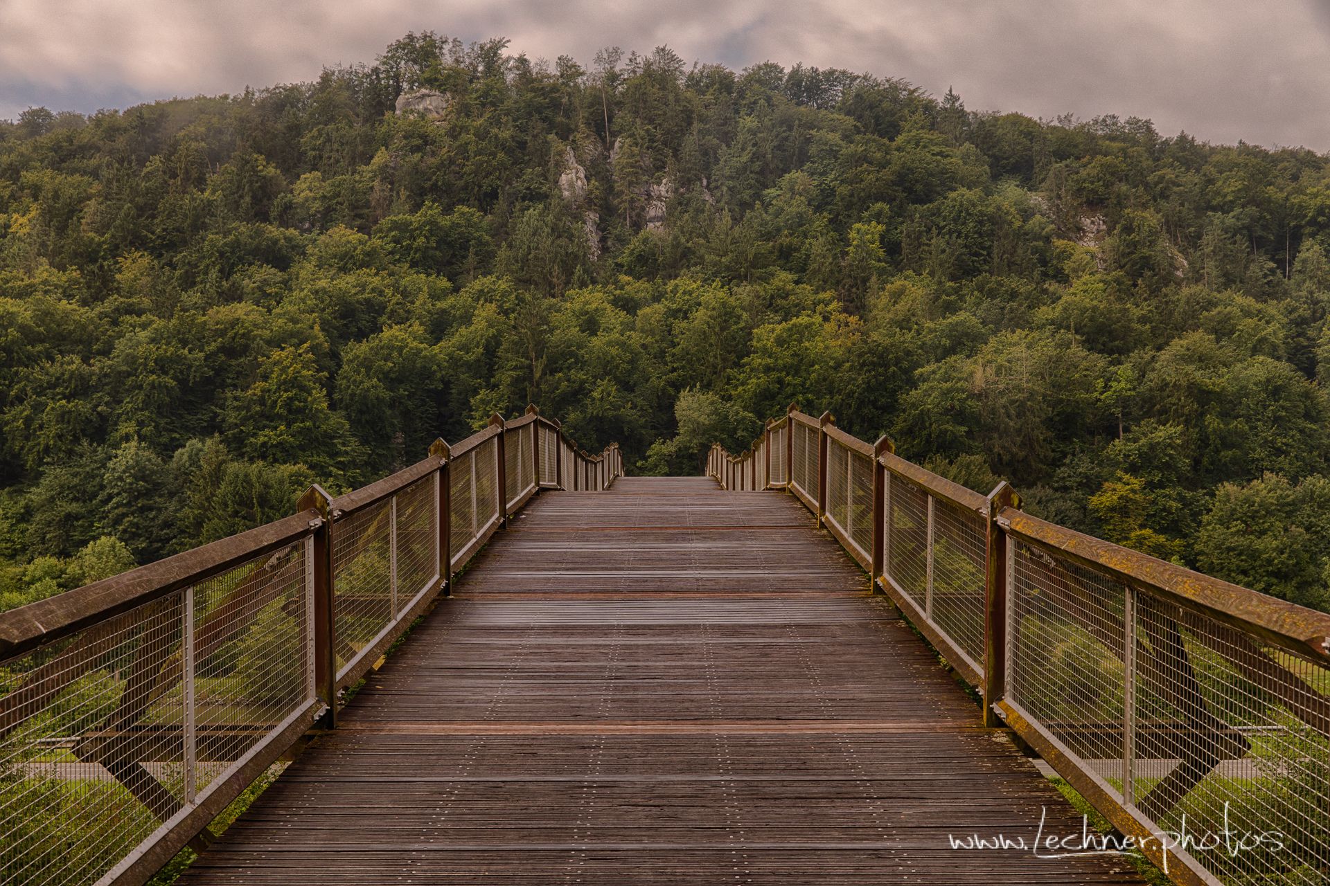 Wooden Passenger Tatzlwurm Bridge near Essing, Germany