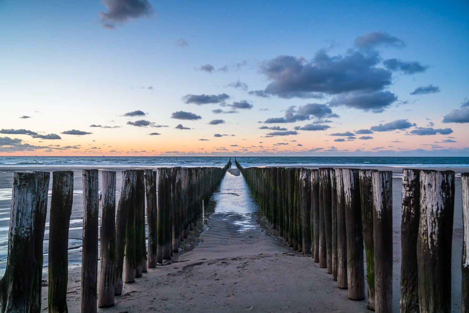 Breakwater at beach near Domburg, Netherlands