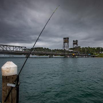 Fishing rod Bateman's Bay bridge NSW, Australia