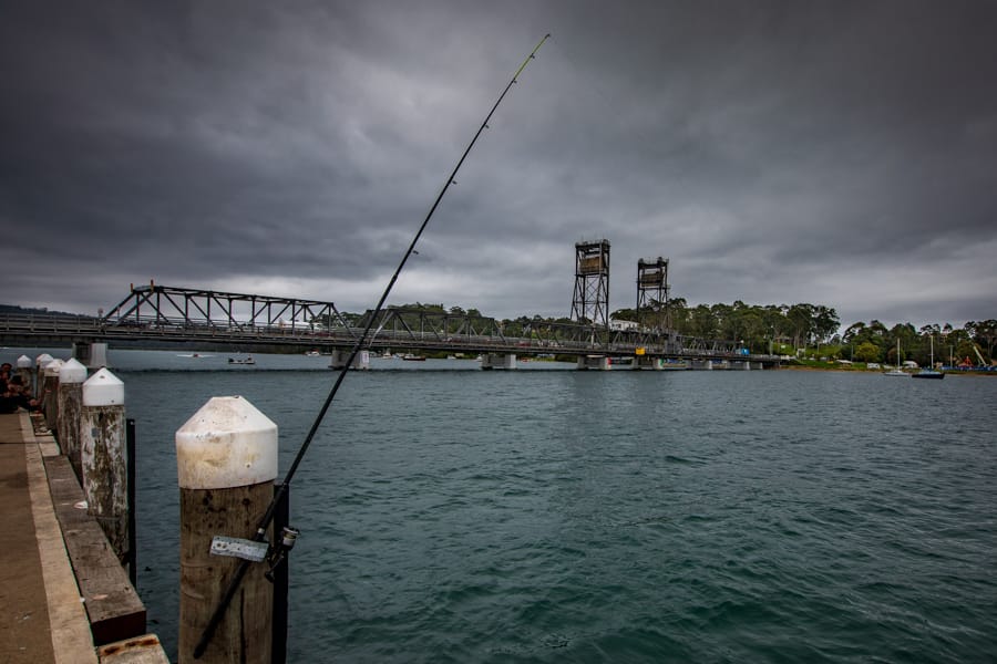 Fishing rod Bateman's Bay bridge NSW, Australia