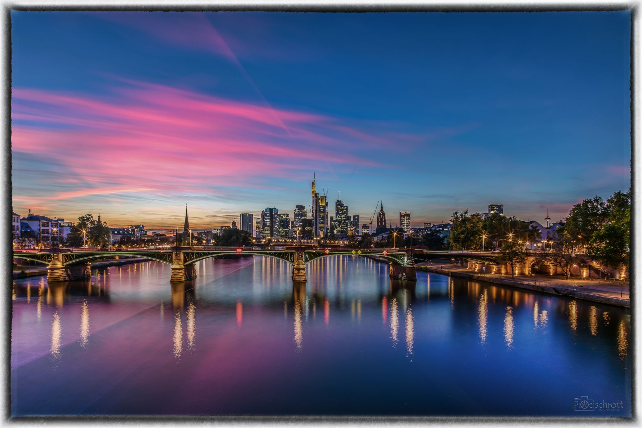 View from the Flößerbrücke, Frankfurt am Main, Germany