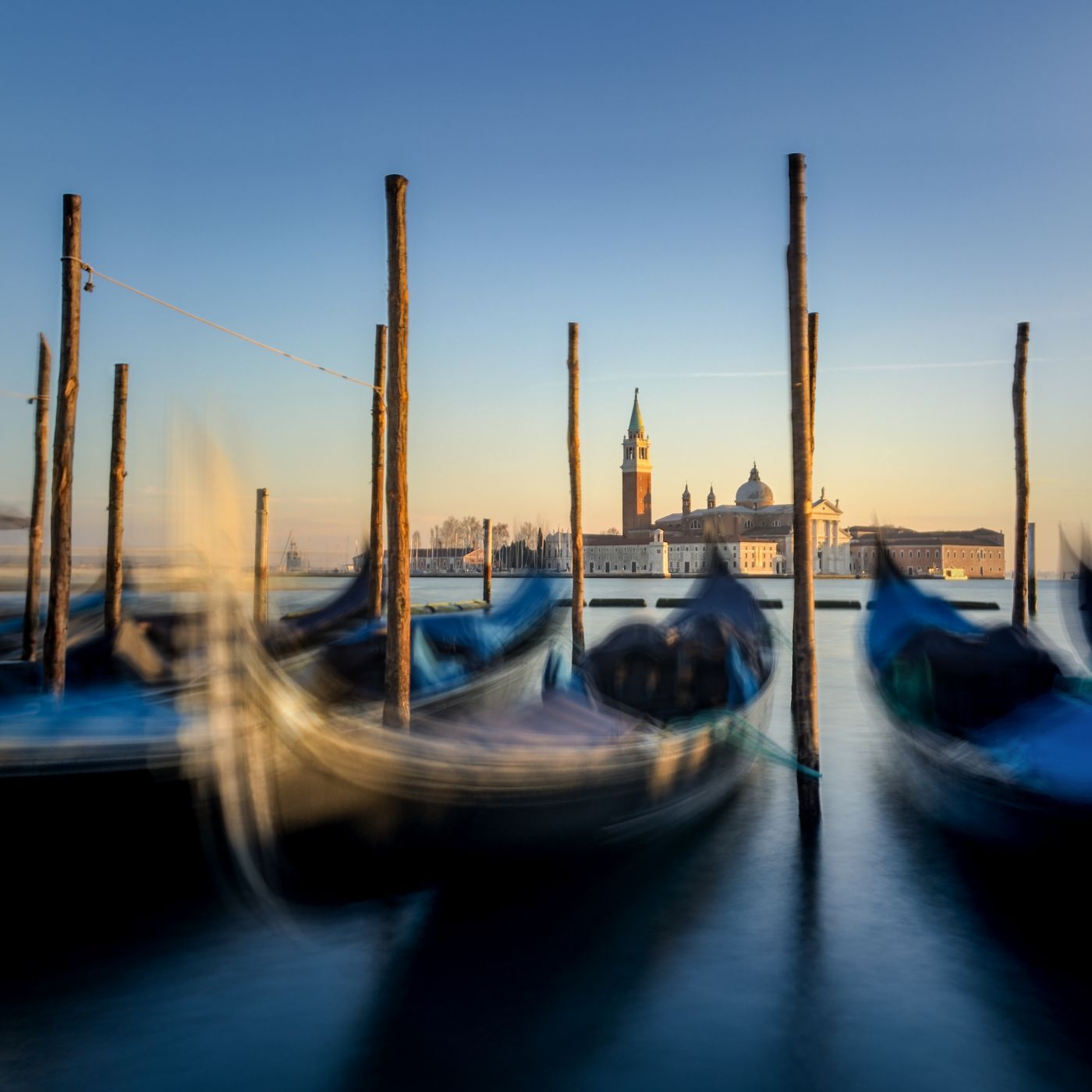 Moving Gondolas at Grand Canal, Venice, Italy
