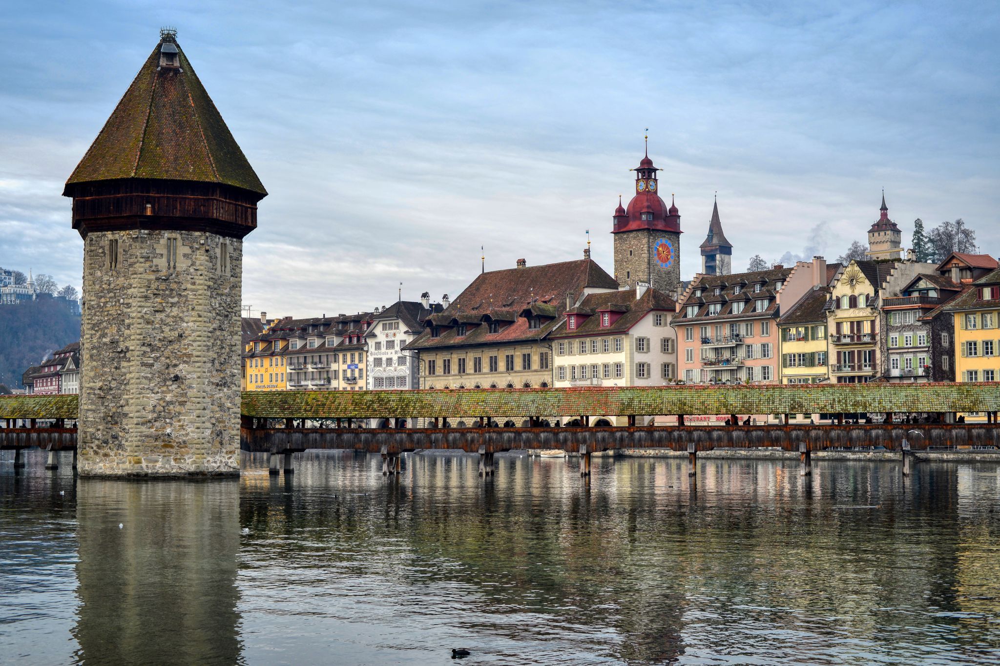 Kapellbrücke from Seebrücke, Switzerland