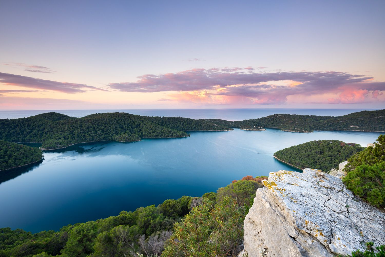 Large lake in Mljet National Park, Croatia