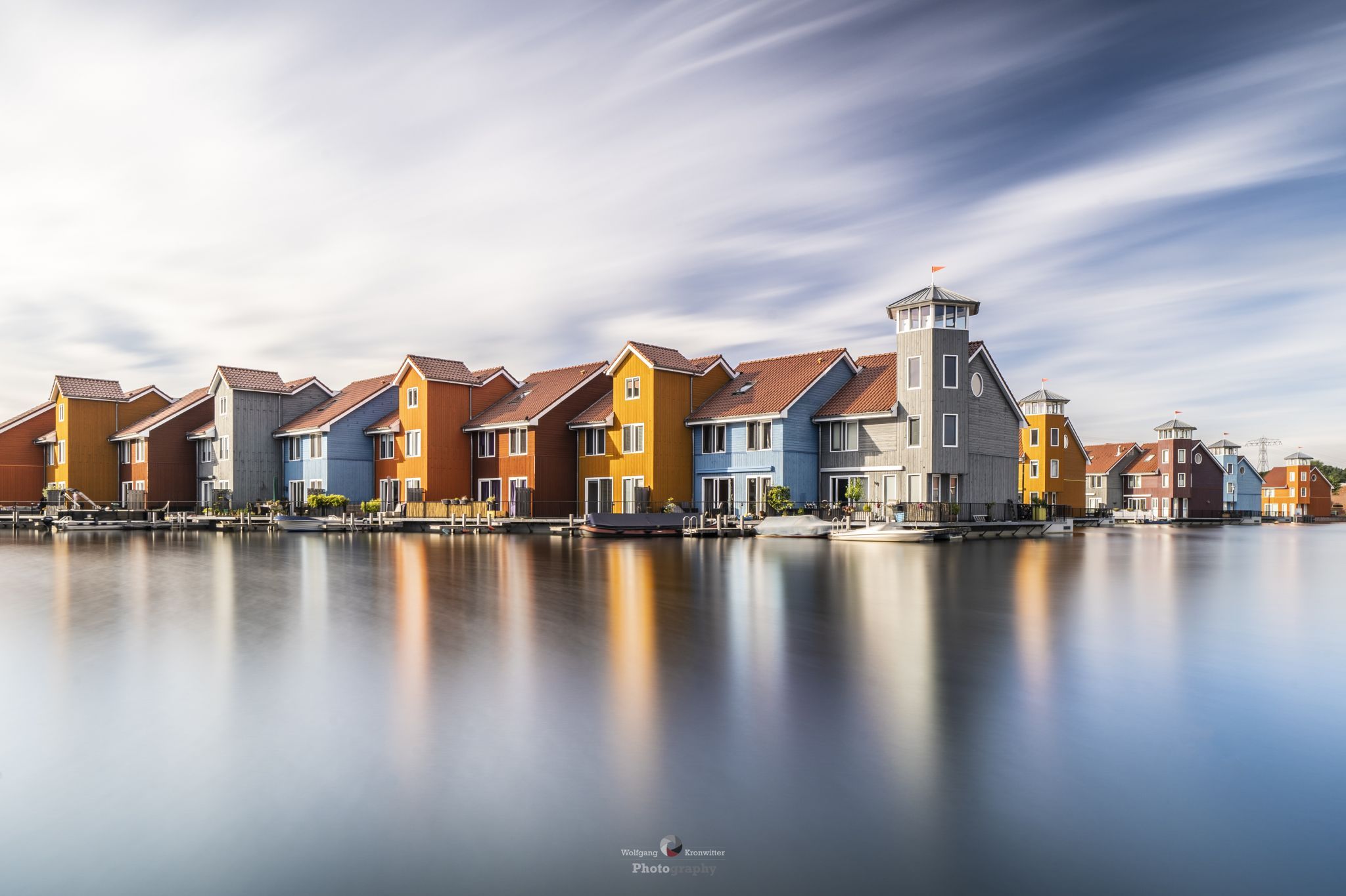 Colourful houses at Reitdiephaven, Netherlands