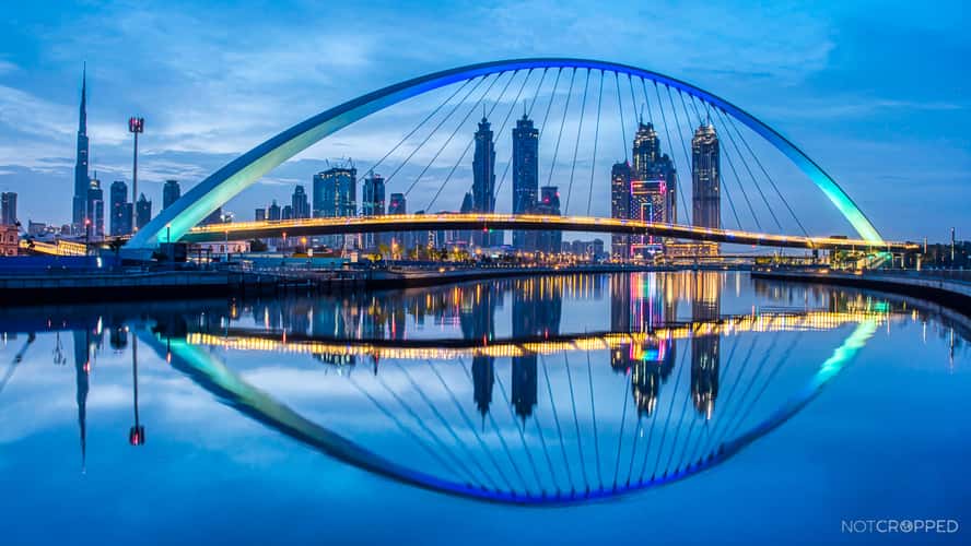 Dubai Water Canal with the Tolerance Bridge