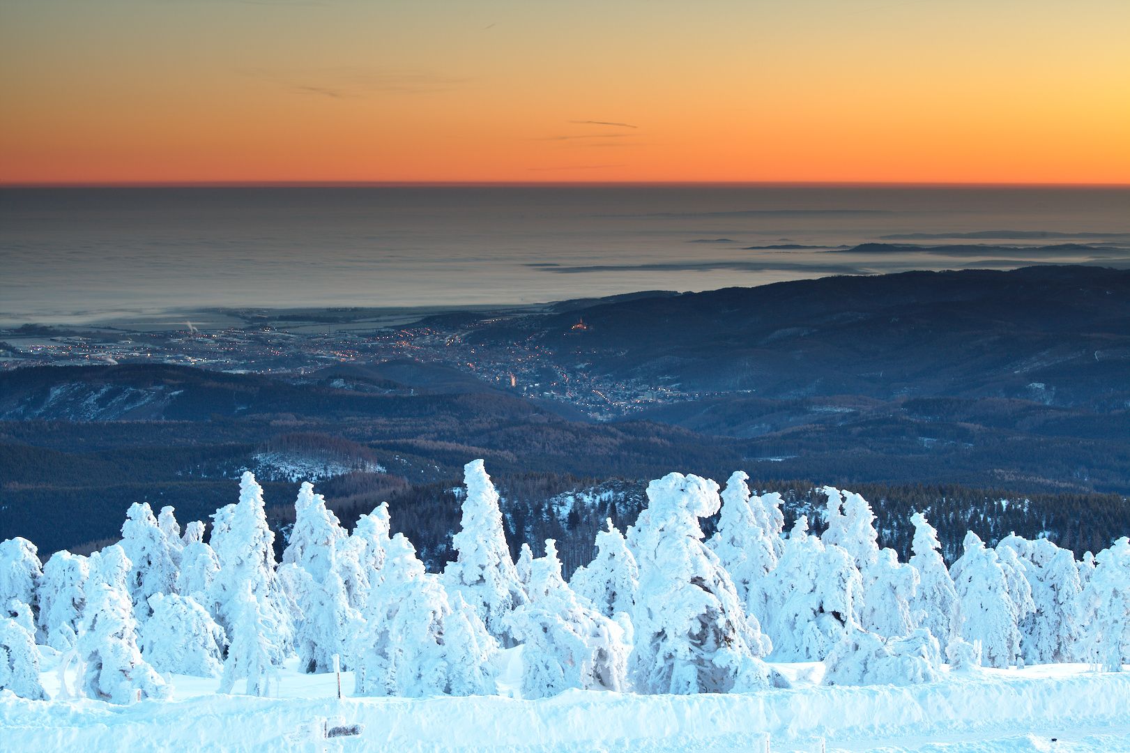 View from Brocken towards Wernigerode, Germany