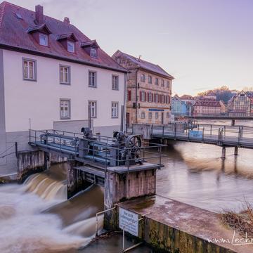 Water dam over the river Regnitz, Germany