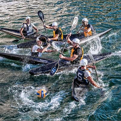 Canoe polo in the port of Syracuse (Sicily), Italy