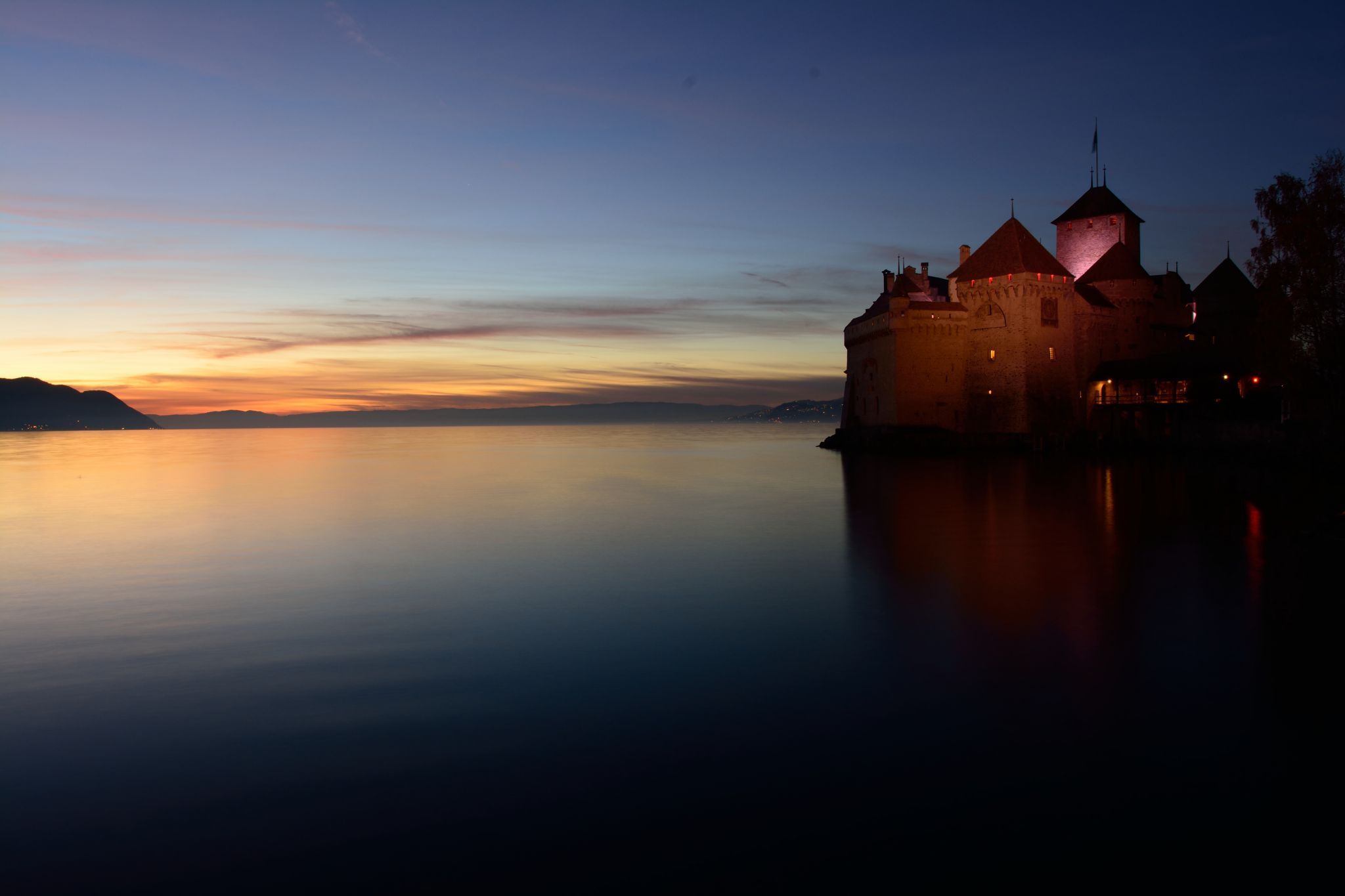 Chillon Castle at Lake Geneva, Switzerland