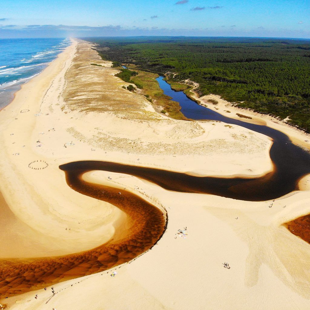 Courant d'Huchet from above,  Plage de Moliets, France