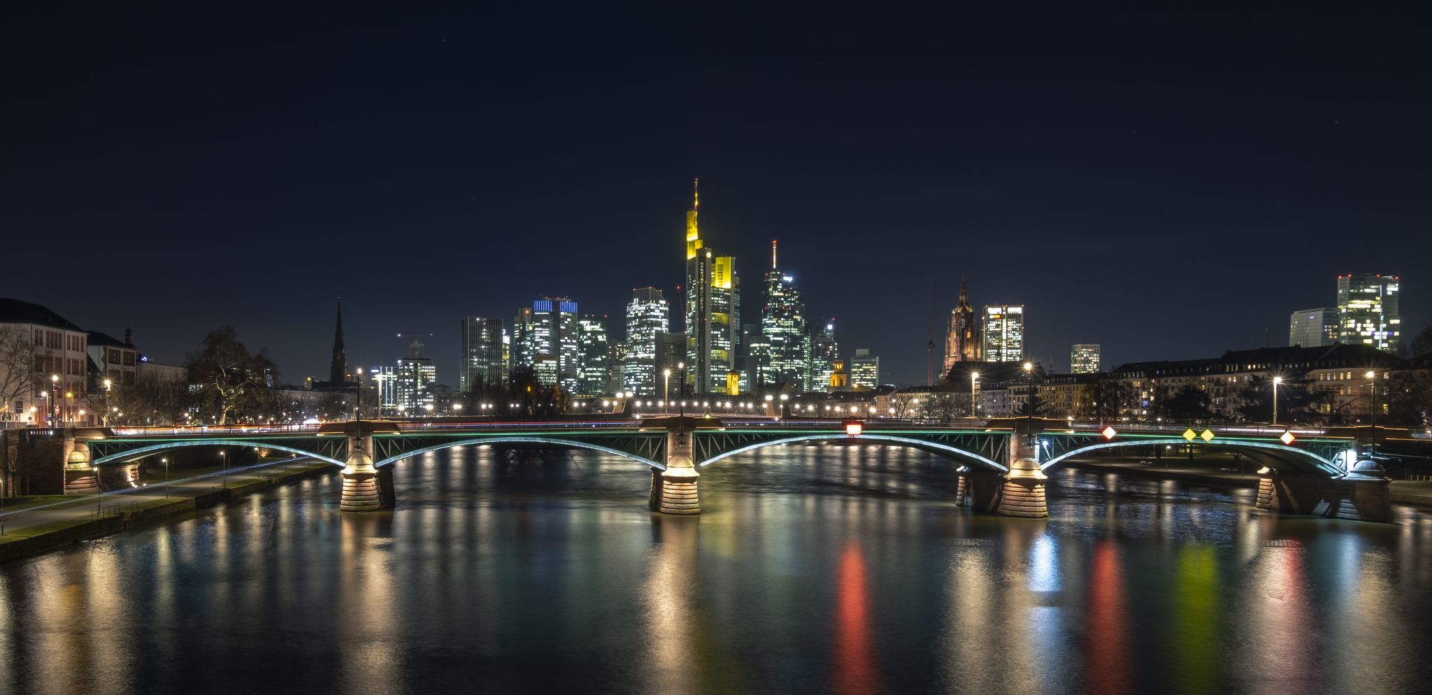 View from the Flößerbrücke, Frankfurt am Main, Germany
