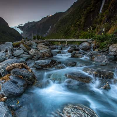 Franz Josef Glacier with river South Island, New Zealand