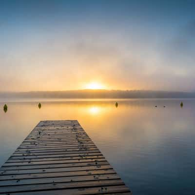 Jetty at Lake 'Schwarzer See', Mecklenburgische Seeenplatte, Germany