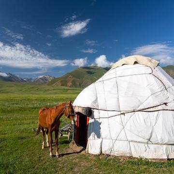Jurtencamp bei Tarasu in Kirgistan, Kyrgyz Republic