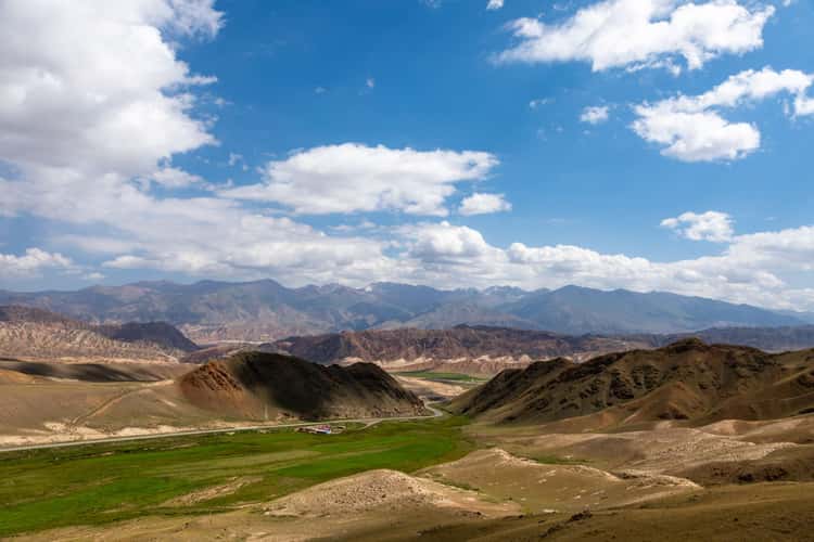 Landscape near Lake Songköl in Kyrgyzstan