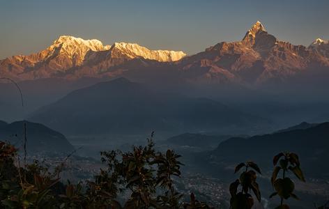 Long focus view from Sarankot to Annapurna