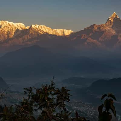 Long focus view from Sarankot to Annapurna, Nepal