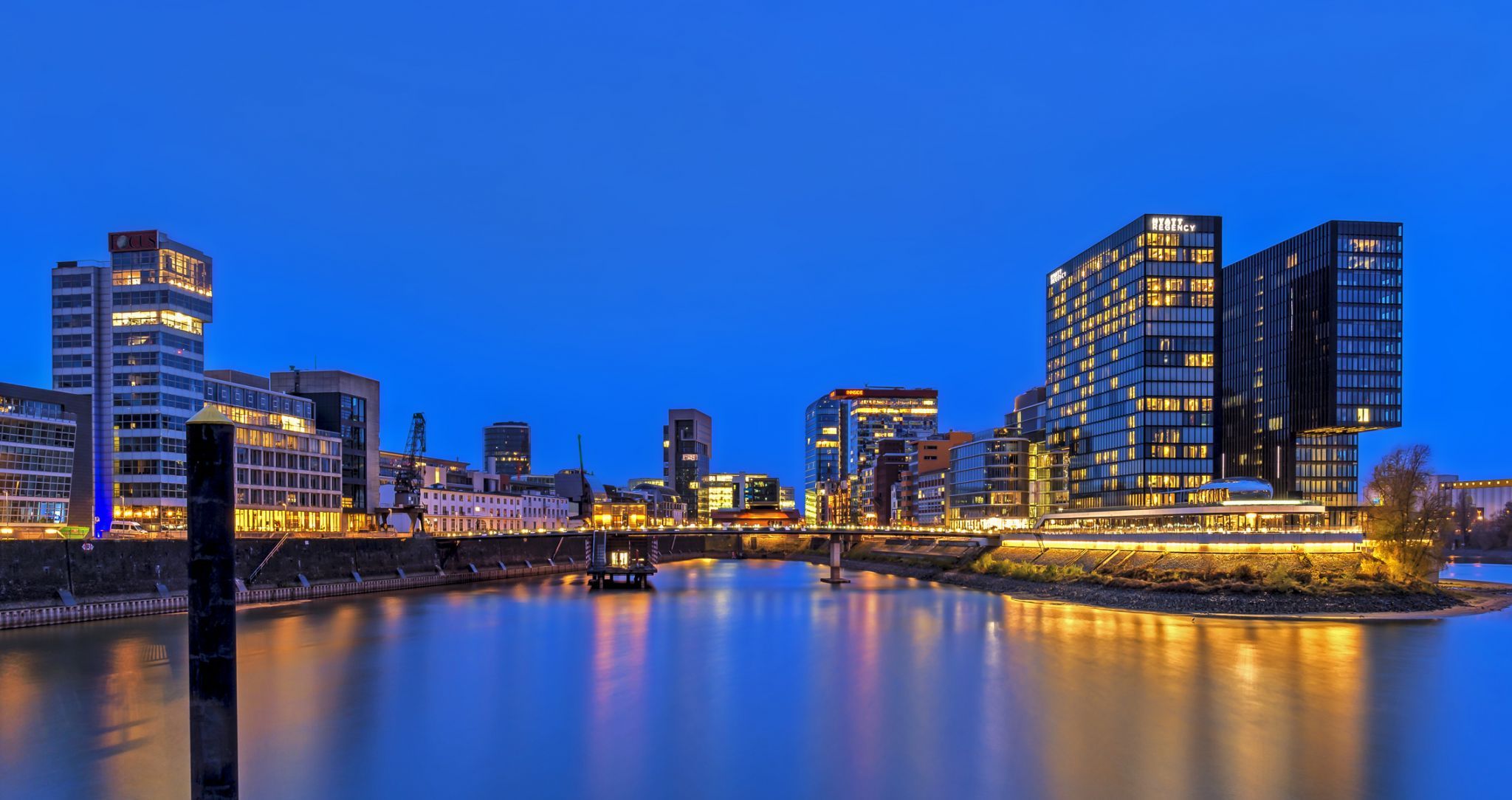 View into Media Harbor, Düsseldorf, Germany