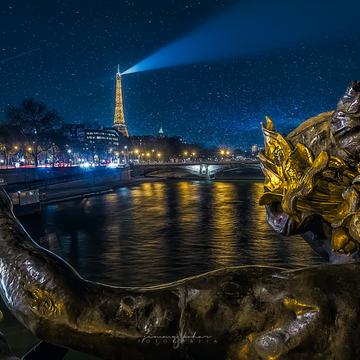 Paris at Night from Pont Alexandre III, France
