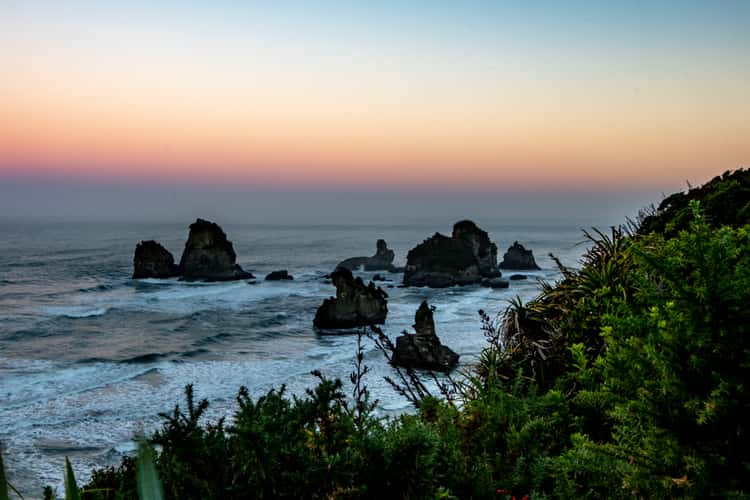 Sea stacks sunrise Barrytown South Island