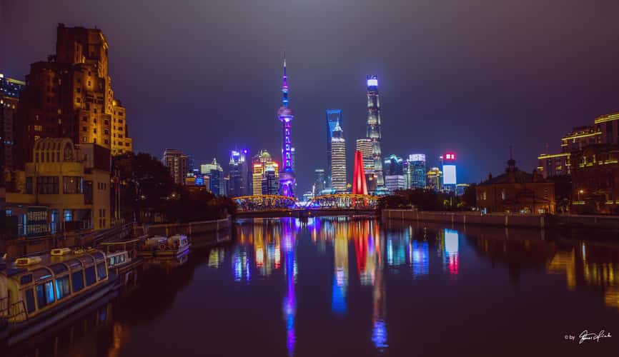 Pudong Skyline from Zhapu Bridge, Shanghai