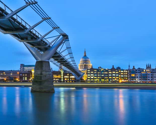 St Paul's Cathedral from under the Millennium Bridge, London